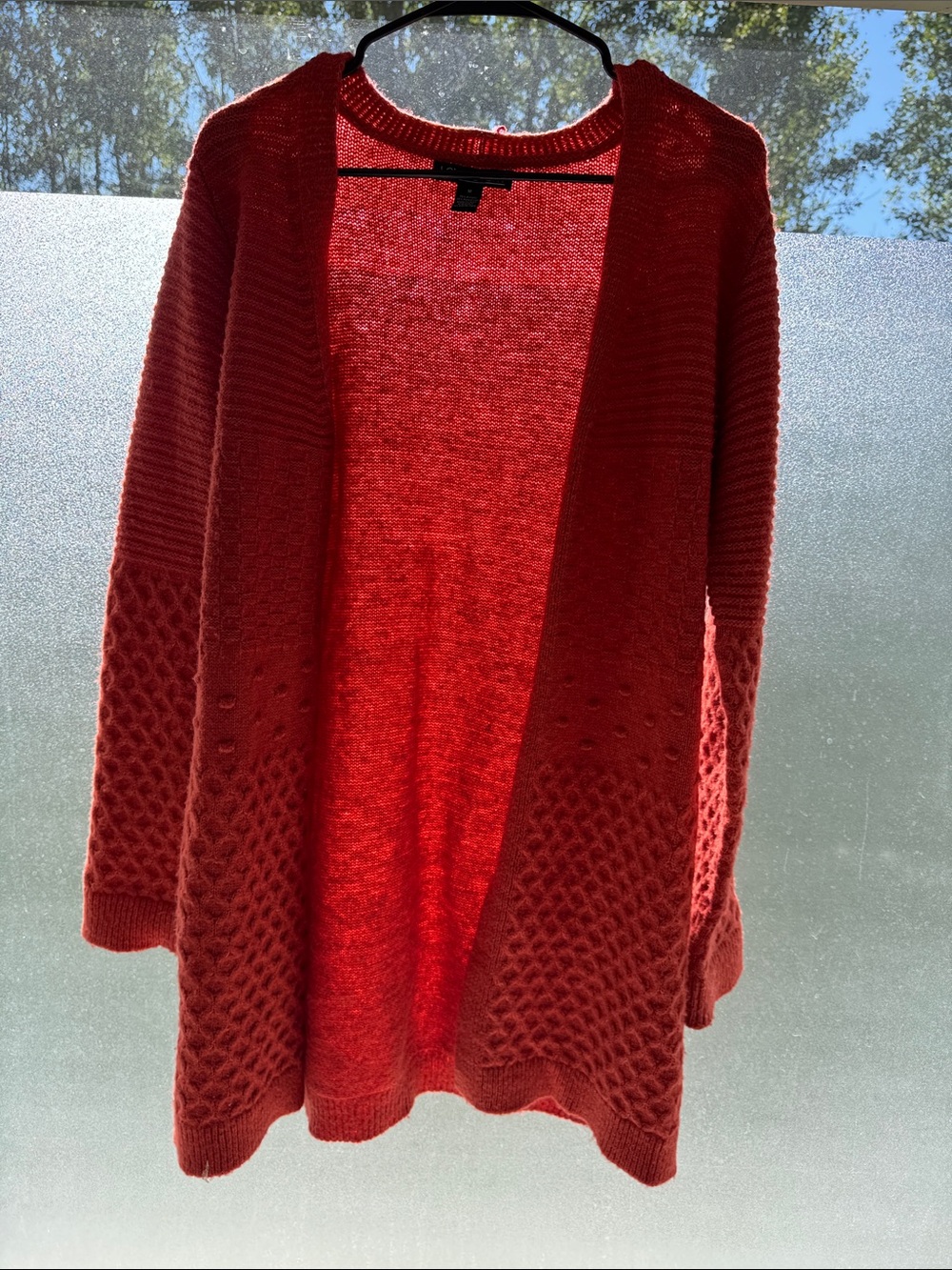 Open-Front Orange Women’s Knit Cardigan Sweater